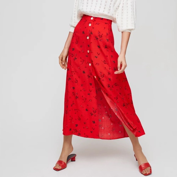Aritzia Dresses & Skirts - Aritzia Wilfred Red Amelie Midi Skirt